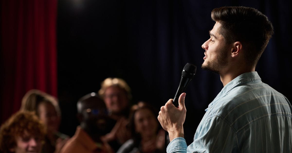 Man performing stand up comedy