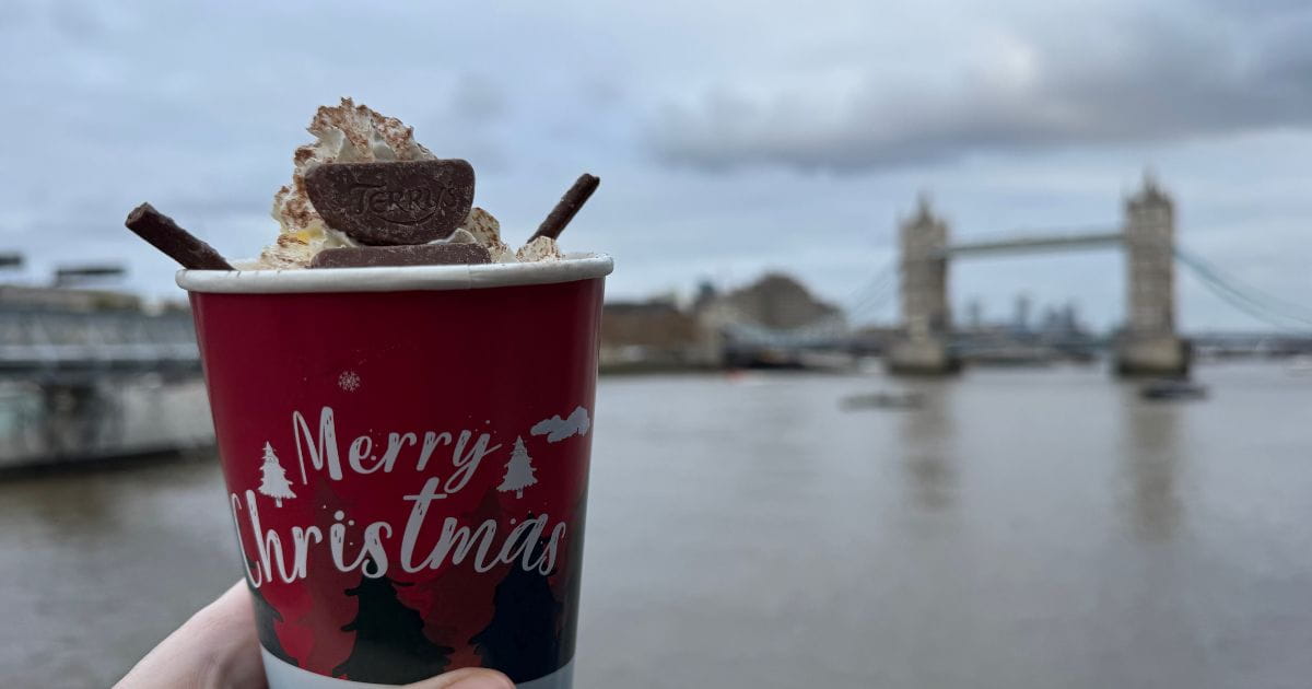 Hot chocolate by Tower Bridge