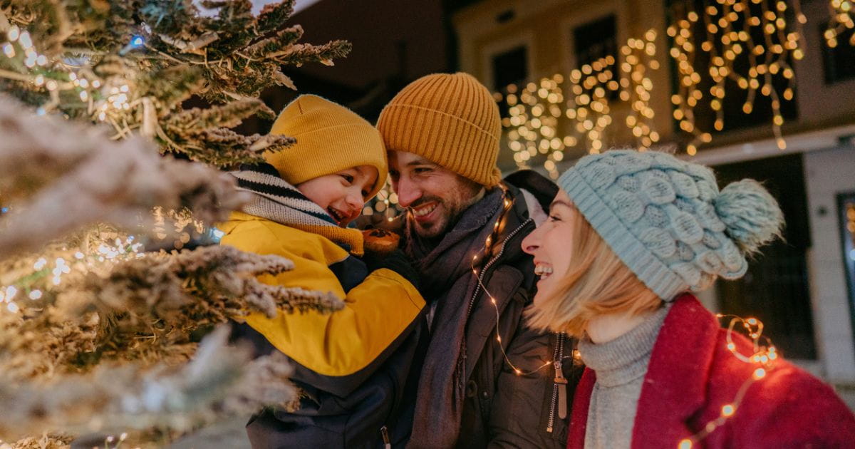 stock image of a family at christmas
