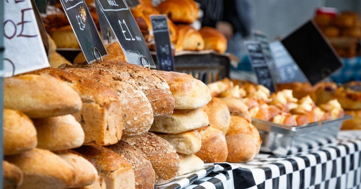 Stock image of bread at a farmers market