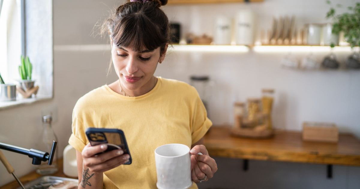 A woman using a smartphone