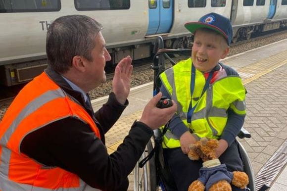 Joe Healy Thameslink station manager with Alfie