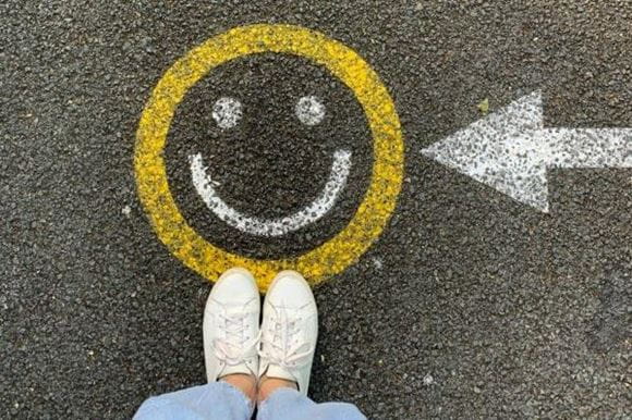Smiley face on the floor outdoors