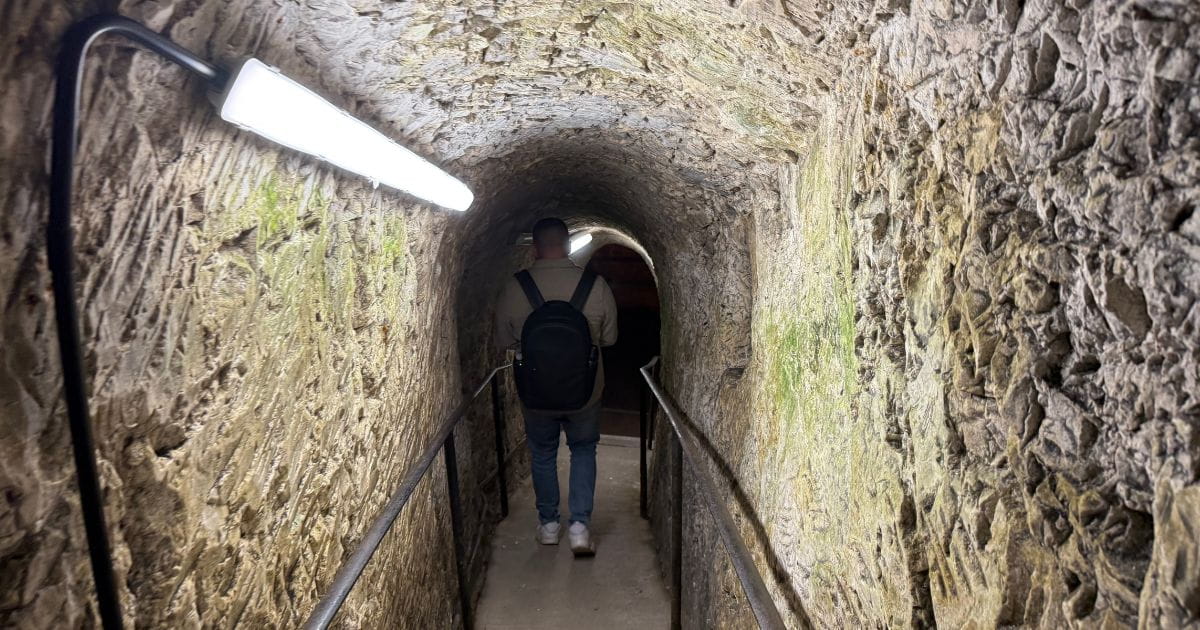 Entrance to Royston Cave in Royston town centre
