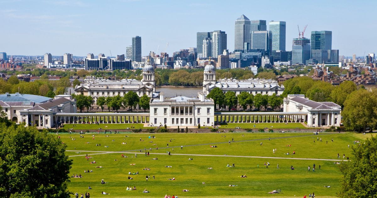 London skyline Greenwich park Old Royal Naval College