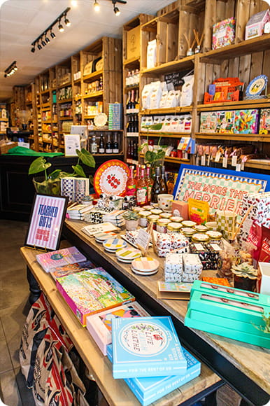 Inside a shop