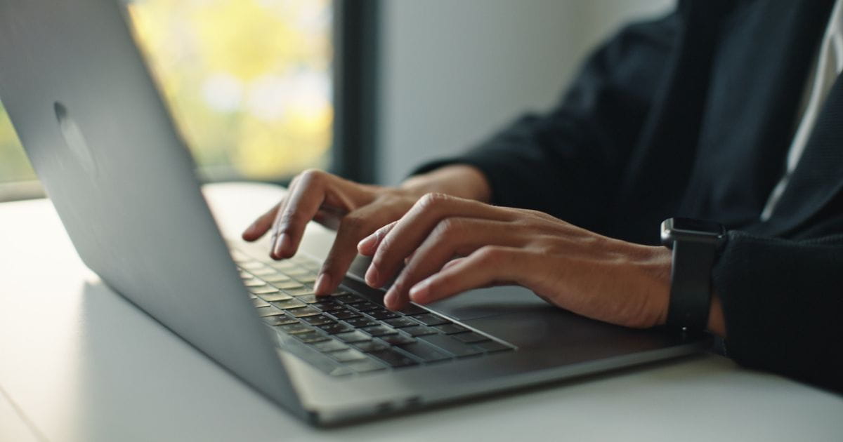 Person working on a laptop
