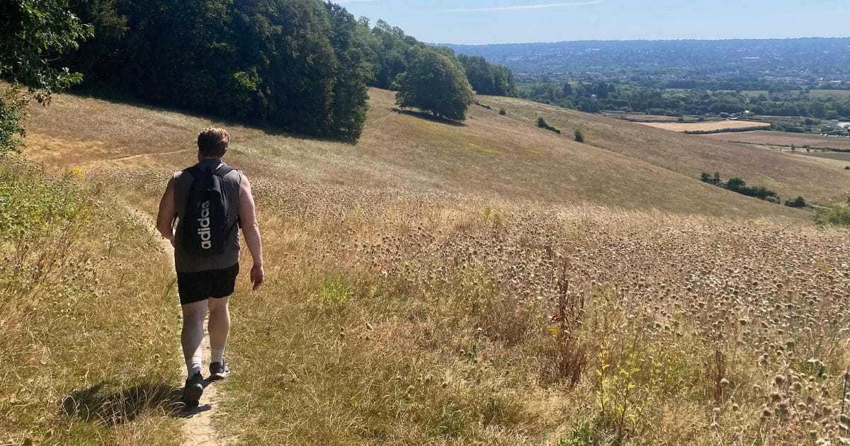 Countryside walk near London along the North Downs Way