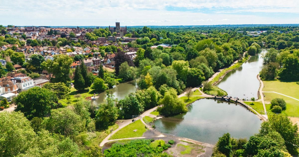 Verulamium Park St Albans aerial view