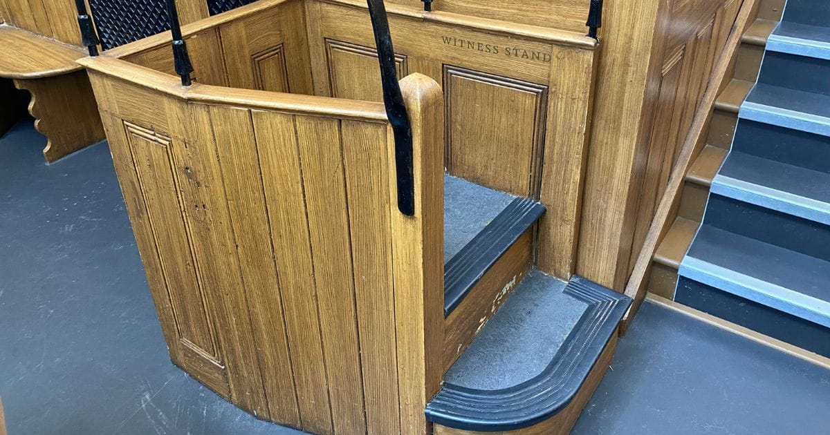 Witness stand in St Albans Museum cafe