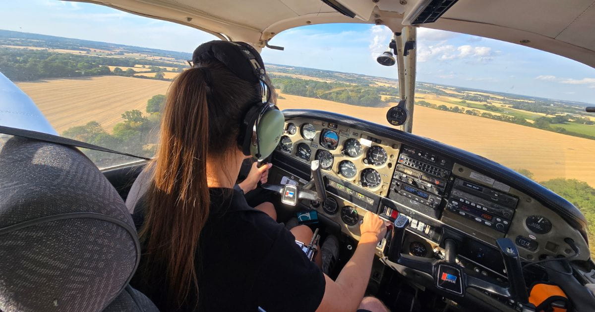Thameslink colleague Vanessa flying a light aircraft